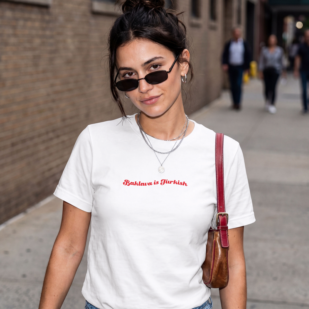 "Baklava is Turkish" Women's Minimalist Cropped Tee