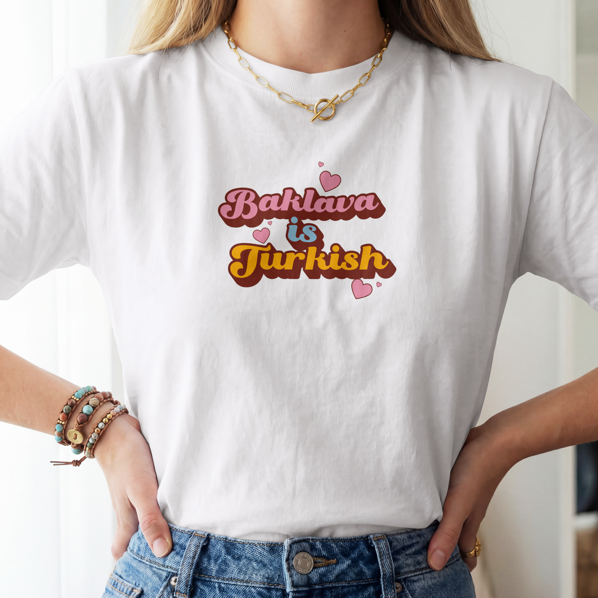 "Baklava is Turkish" Women's Retro 70s Cropped Tee