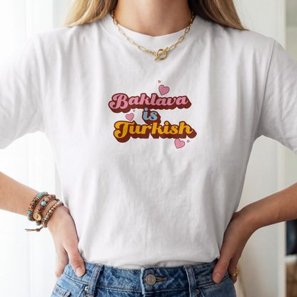 "Baklava is Turkish" Women's Retro 70s Cropped Tee