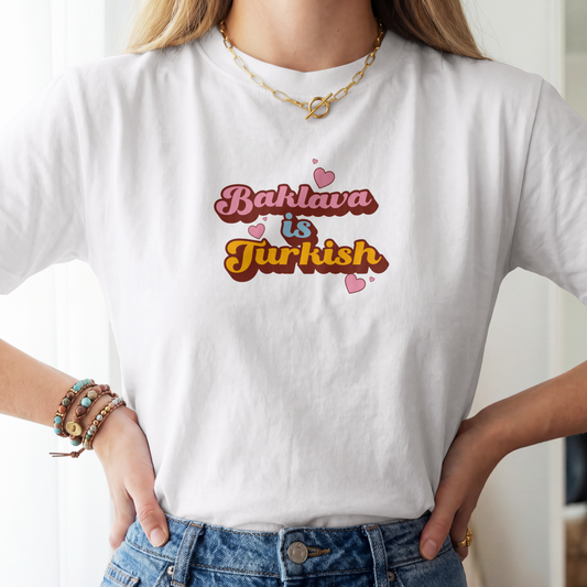 "Baklava is Turkish" Women's Retro 70s Cropped Tee